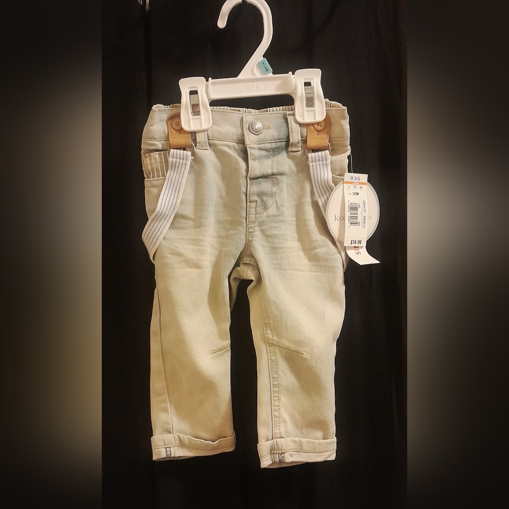 NWT Koala Kids Baby Boy Cuffed Pant Legs With Suspenders,  3-6 Months